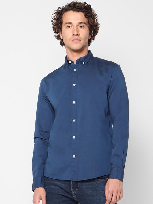 navy blue solid casual shirt - 17659321 - Very Small Image - 1