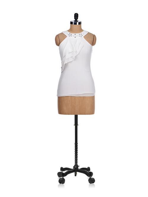 studded white sarong style top - 17661 - Very Small Image - 1