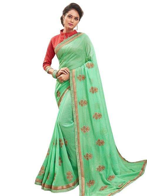 lace bordered embroidered saree - 17661345 - Very Small Image - 1