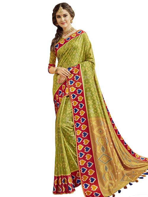 ikat printed saree with blouse - 17661457 - Very Small Image - 1