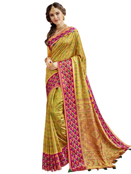 ikat printed saree with blouse - 17661458 - Very Small Image - 1