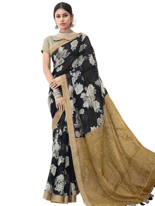 floral printed saree with blouse - 17661570 - Very Small Image - 1