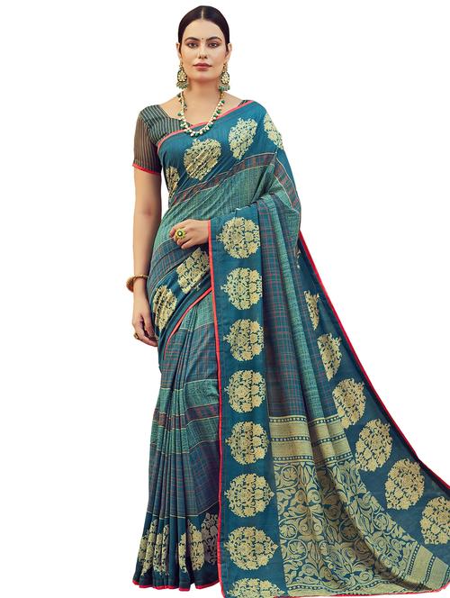 floral printed saree with blouse - 17661691 - Very Small Image - 1