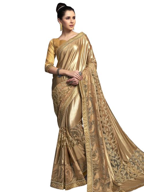 lace bordered embroidered saree - 17661698 - Very Small Image - 1