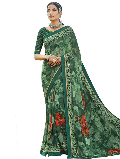 floral printed saree - 17661709 - Very Small Image - 1