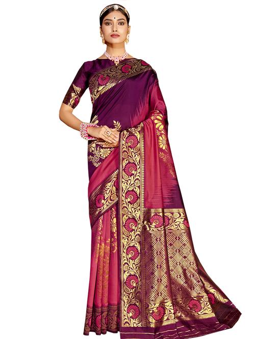 ethnic motifs woven saree with blouse - 17661767 - Very Small Image - 1
