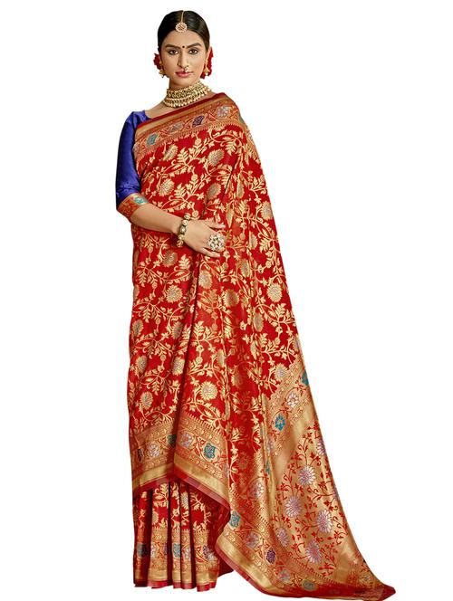 jacquard woven saree with blouse - 17661787 - Very Small Image - 1