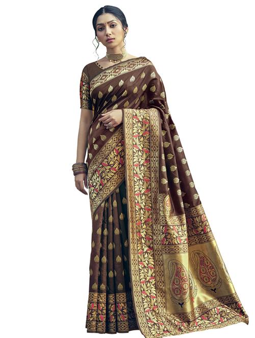 jacquard woven saree with blouse - 17661791 - Very Small Image - 1