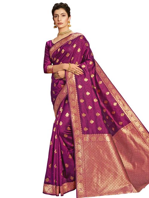jacquard woven saree with blouse - 17661797 - Very Small Image - 1