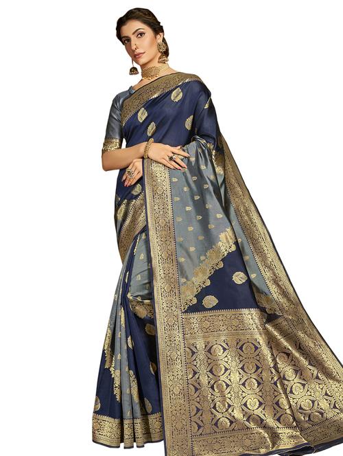 jacquard woven saree with blouse - 17661855 - Very Small Image - 1