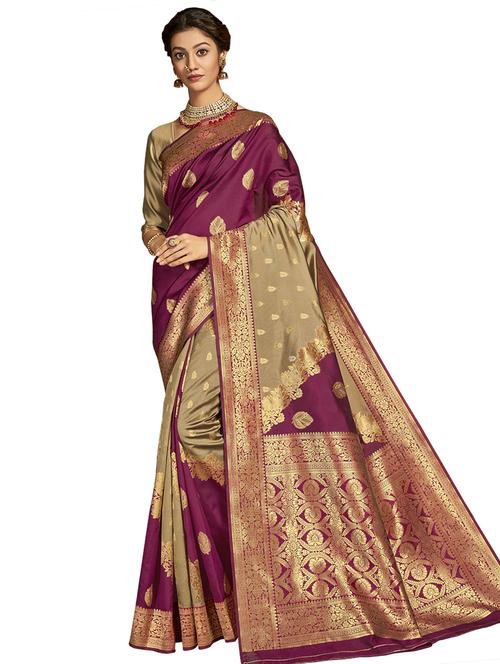 jacquard woven saree with blouse - 17661856 - Very Small Image - 1