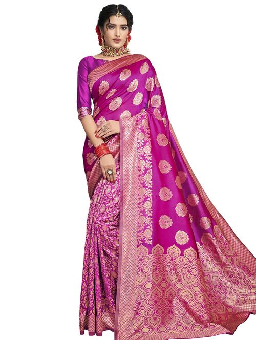 jacquard woven saree with blouse - 17661868 - Very Small Image - 1