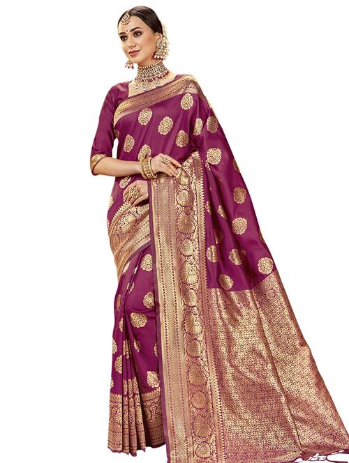 ethnic motifs woven saree with blouse - 17661882 - Very Small Image - 1