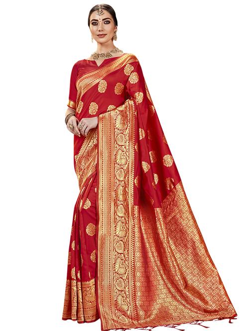 ethnic motifs woven saree with blouse - 17661883 - Very Small Image - 1