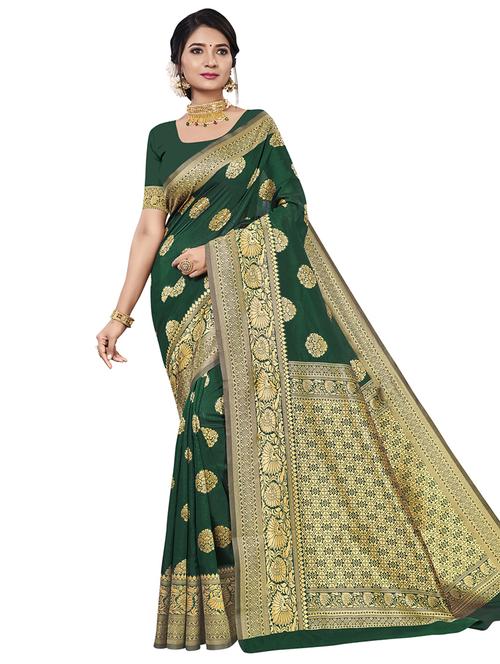 ethnic motifs woven saree with blouse - 17661885 - Very Small Image - 1