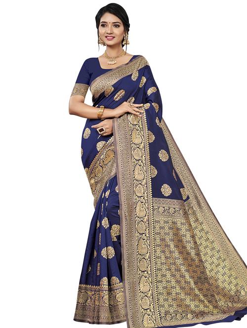 ethnic motifs woven saree with blouse - 17661887 - Very Small Image - 1