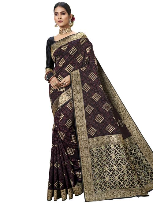 black silk saree - 17661950 - Very Small Image - 1