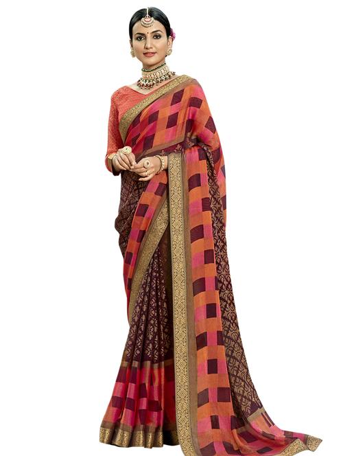 multi colored chiffon printed saree with blouse - 17662006 - Very Small Image - 1