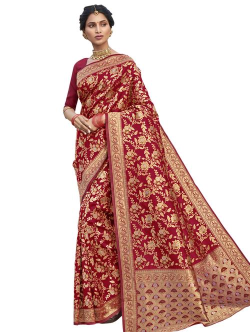 jacquard woven saree with blouse - 17662069 - Very Small Image - 1