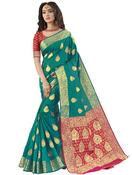 ethnic mtoifs woven saree with blouse - 17662105 - Very Small Image - 1
