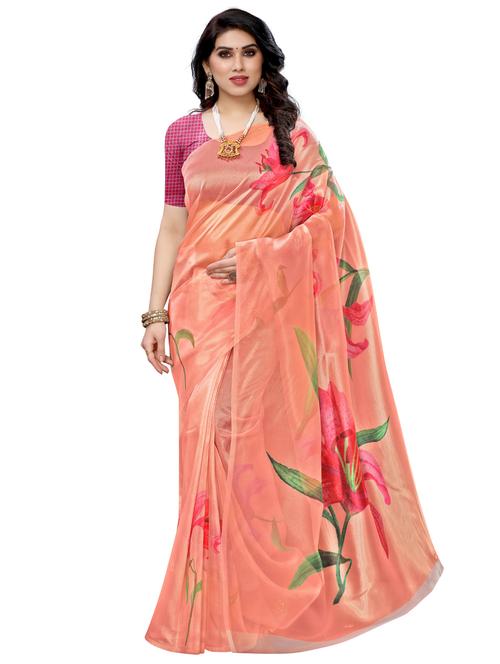 floral printed saree with blouse - 17662255 - Very Small Image - 1