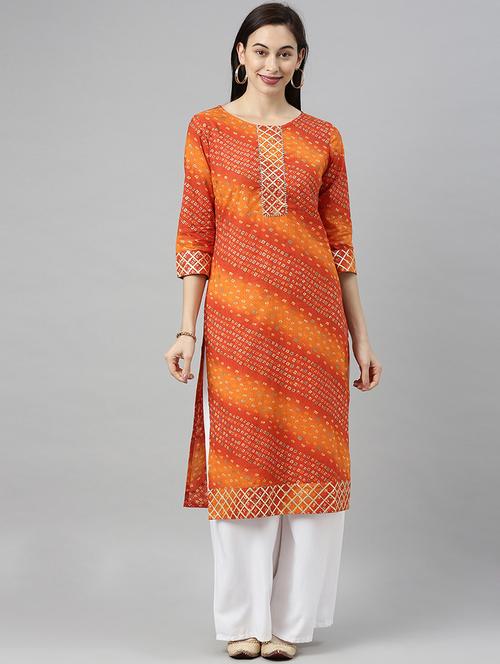 bandhani print straight kurta - 17662349 - Very Small Image - 1