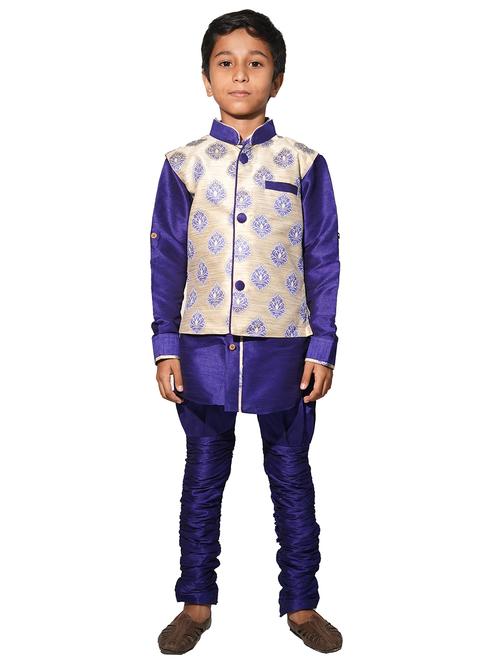 solid kurta pajama set with nehru jacket - 17662384 - Very Small Image - 1