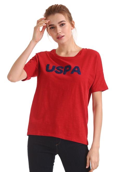 round neck applique patch tee - 17663124 - Very Small Image - 1