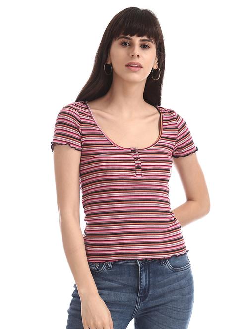 lettuce hem striped top - 17663135 - Very Small Image - 1