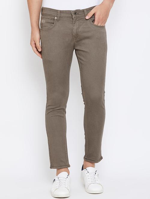 olive green light washed denim jeans - 17663240 - Very Small Image - 1