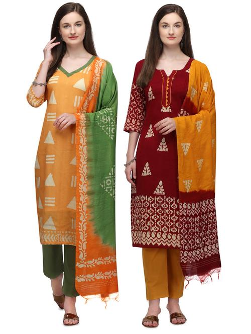 multi colored cotton unstitched suit - 17664379 - Very Small Image - 1