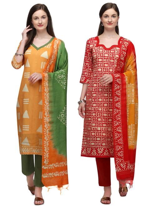 multi colored cotton unstitched suit - 17664390 - Very Small Image - 1