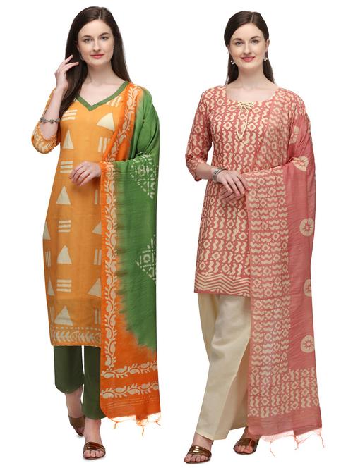 multi colored cotton unstitched suit - 17664392 - Very Small Image - 1