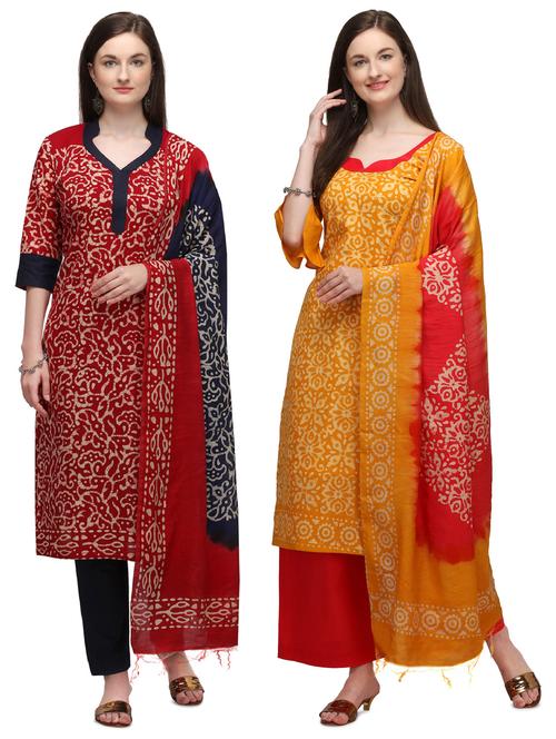 multi colored cotton unstitched suit - 17664399 - Very Small Image - 1