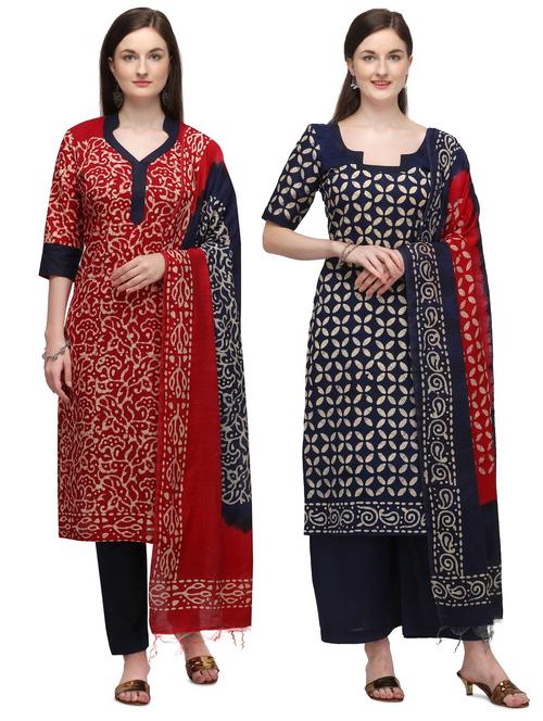 multi colored cotton unstitched suit - 17664411 - Very Small Image - 1