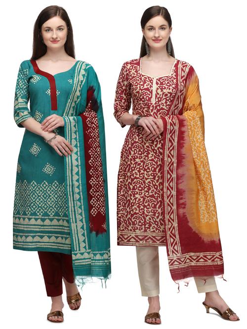 multi colored cotton unstitched suit - 17664444 - Very Small Image - 1