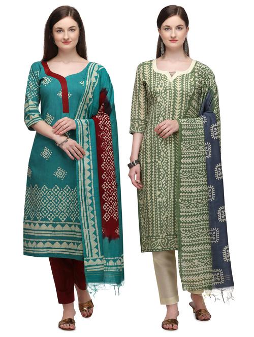 multi colored cotton unstitched suit - 17664445 - Very Small Image - 1