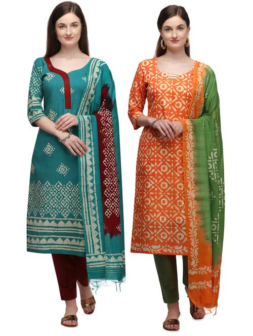 multi colored cotton unstitched suit - 17664448 - Very Small Image - 1