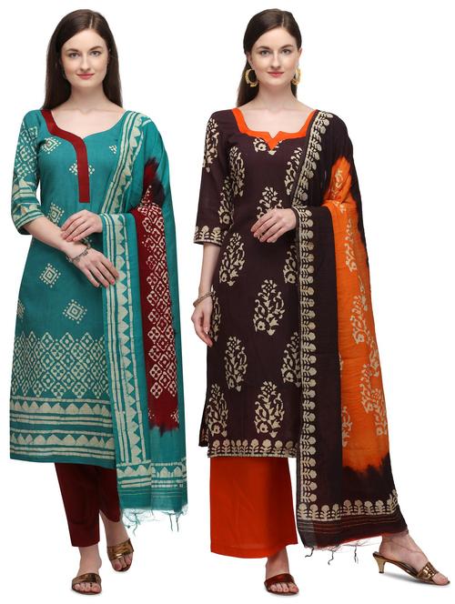 multi colored cotton unstitched suit - 17664451 - Very Small Image - 1