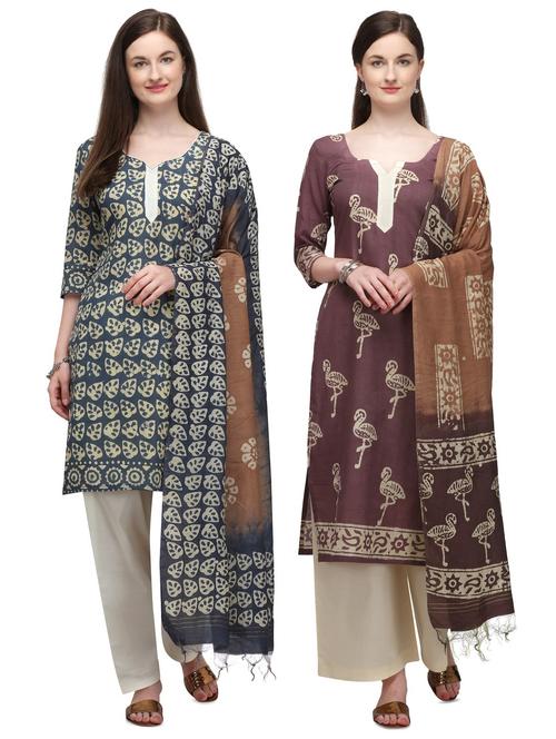 multi colored cotton unstitched suit - 17664545 - Very Small Image - 1