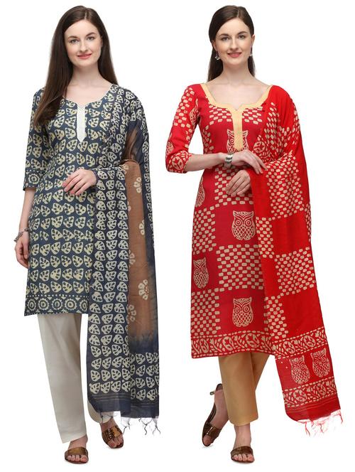 multi colored cotton unstitched suit - 17664547 - Very Small Image - 1