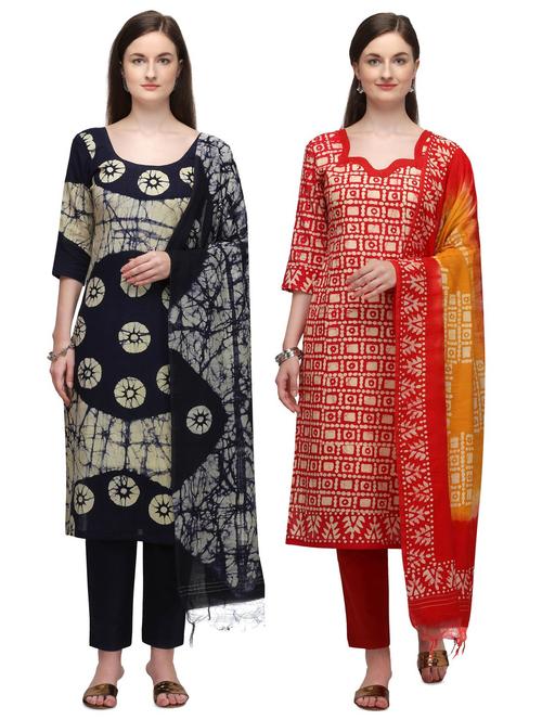 multi colored cotton unstitched suit - 17664562 - Very Small Image - 1
