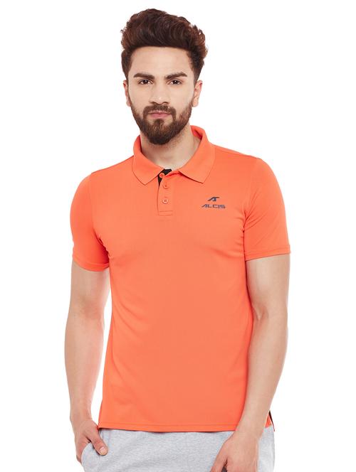 orange solid polo t-shirt - 17664950 - Very Small Image - 1