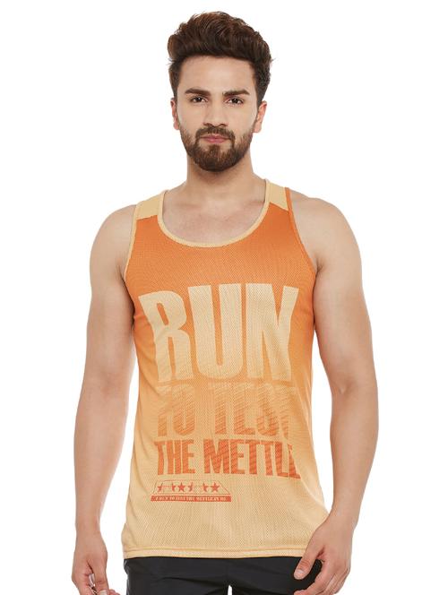 orange printed sports t- shirt - 17664955 - Very Small Image - 1