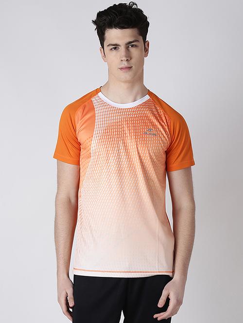 orange printed sports t- shirt - 17664957 - Very Small Image - 1