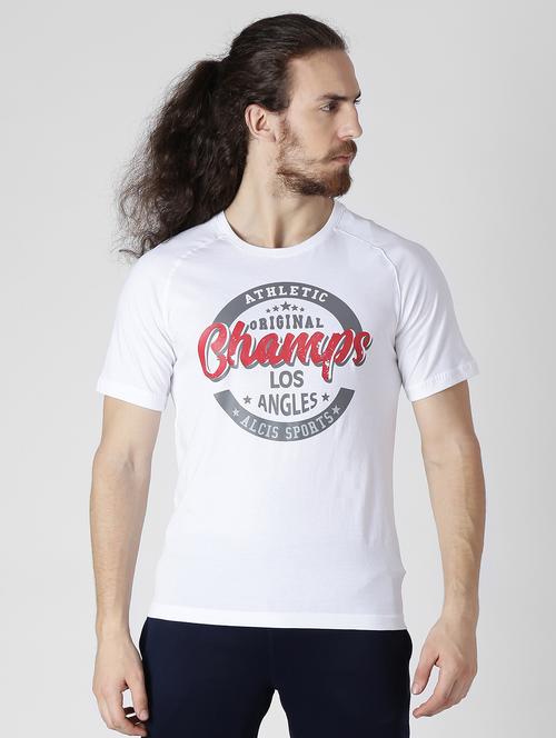 white printed sport t- shirt - 17665044 - Very Small Image - 1
