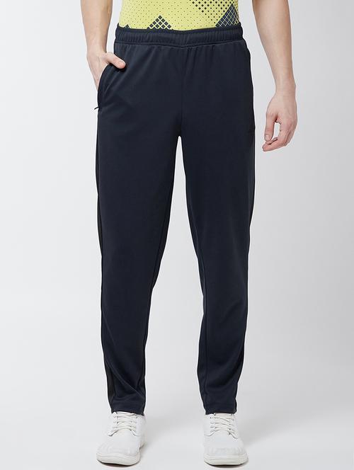 navy blue solid full length track pant - 17665118 - Very Small Image - 1