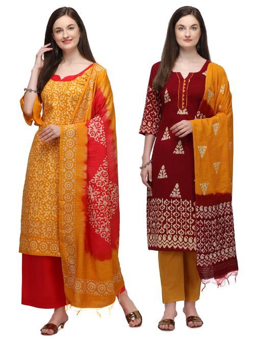 multi colored cotton unstitched suit - 17665419 - Very Small Image - 1
