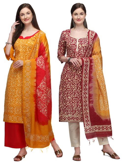 multi colored cotton unstitched suit - 17665421 - Very Small Image - 1