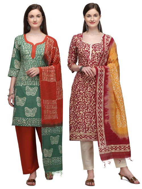 multi colored cotton unstitched suit - 17665437 - Very Small Image - 1